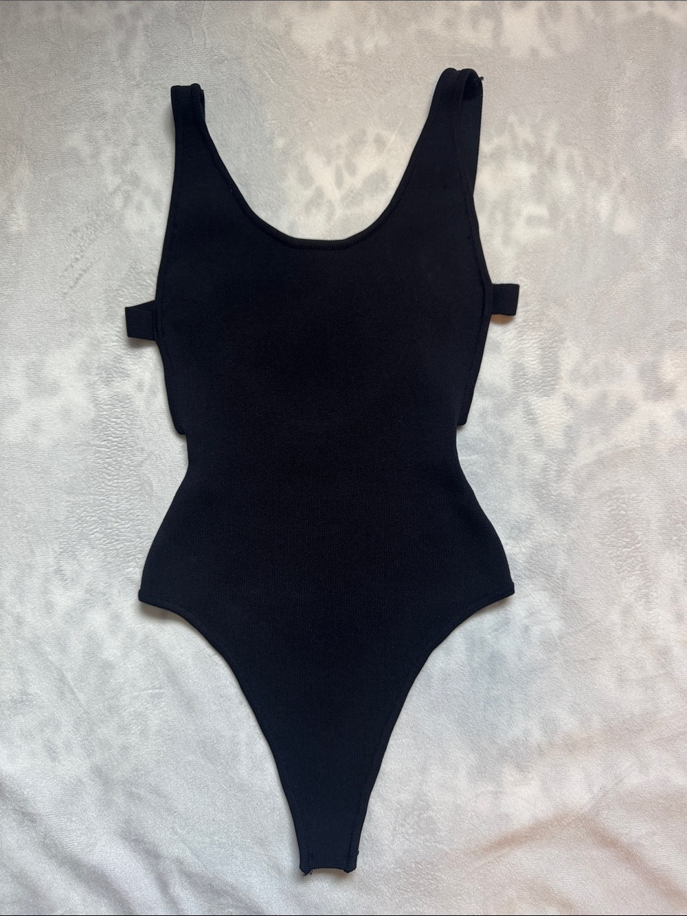 superdown Black Ribbed Backless Bodysuit
